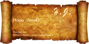 Hopp Jenő névjegykártya